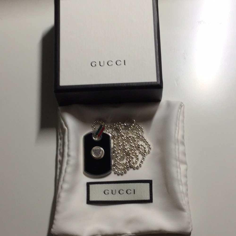 Gucci Unisex Enamel Dog Tag Necklace